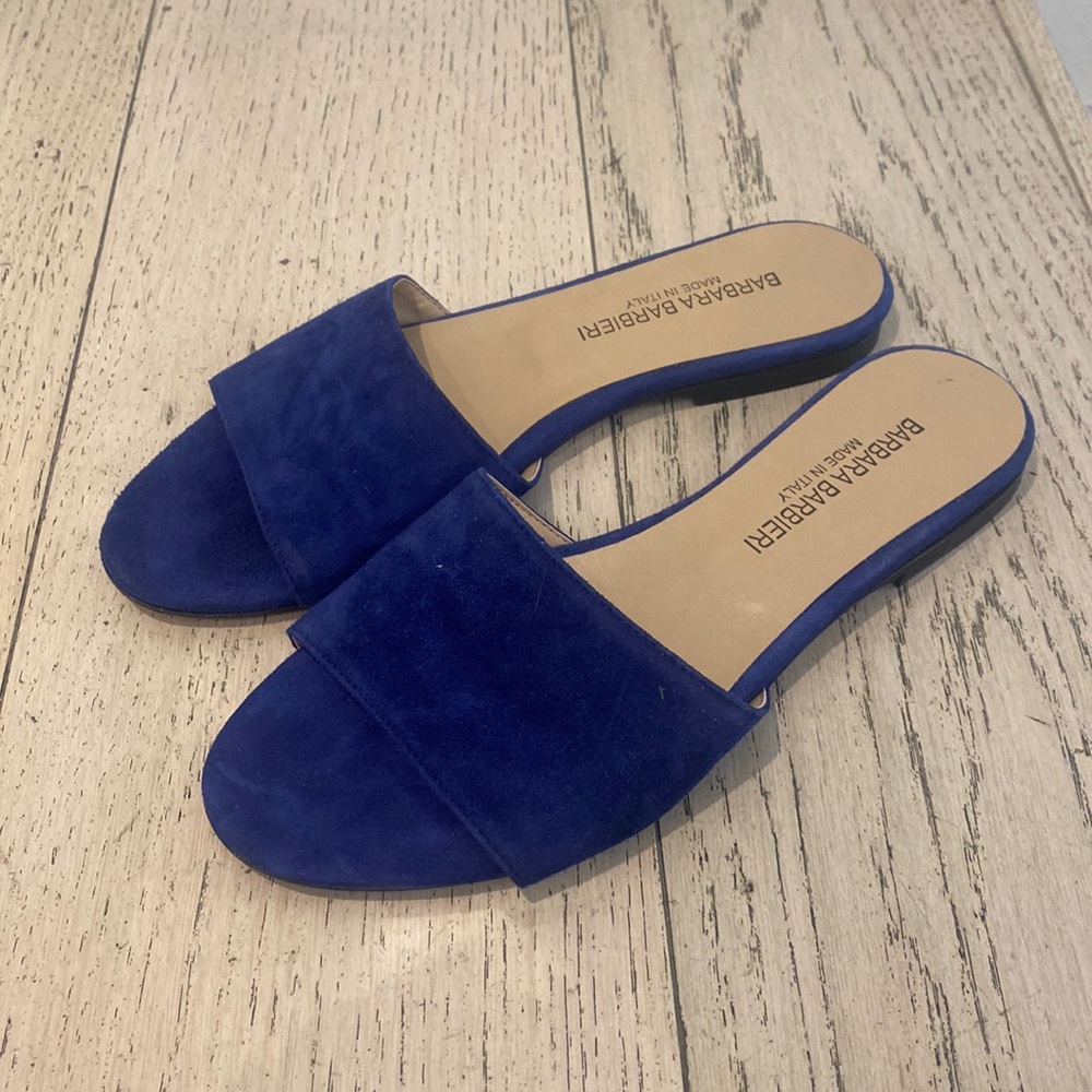 Italian blue suede sandals